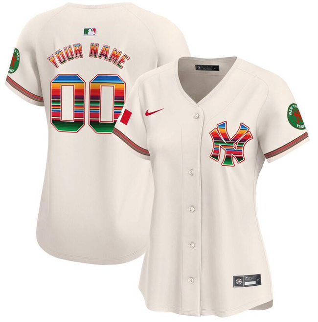 Women's New York Yankees Customized Cream Mexico Vapor Premier Limited Stitched Baseball Jersey(Run Small) Women's New York Yankees Customized Cream Mexico Vapor Premier Limited Stitched Baseball Jersey(Run Small)